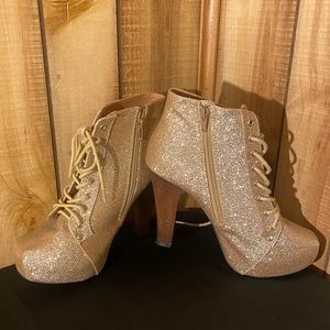 Gold heel boots